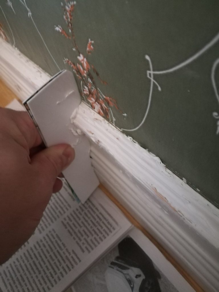 Scraping excess material with profile